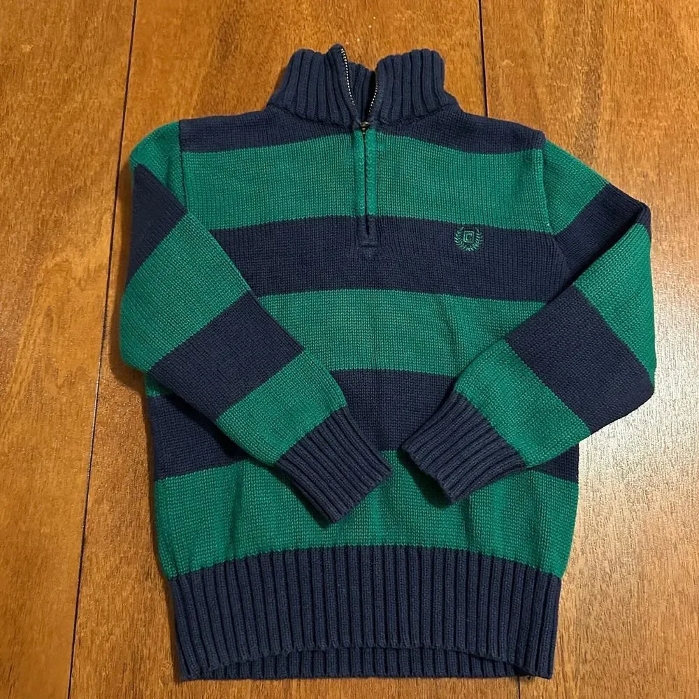 Kids CHAPS Navy Blue & Green Long Sleeve‎ Sweater Sz 6